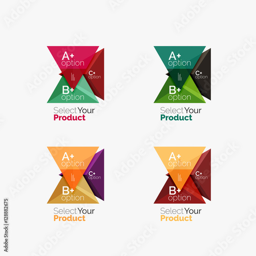 Set of triangle infographic layouts with text and options © antishock