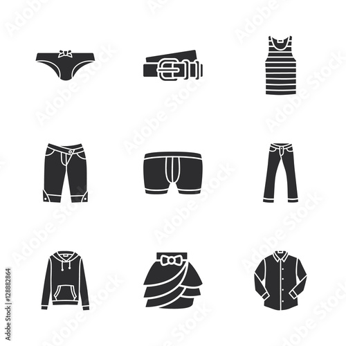 nine modern clothes icons 