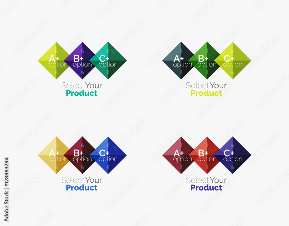 Set of abstract square interface menu navigation button Set of abstract square interface menu navigation button