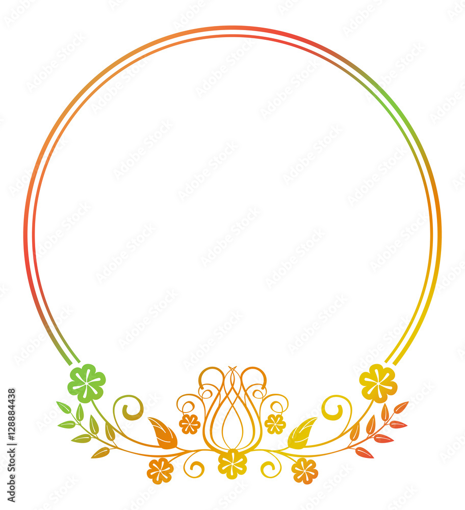 Beautiful round floral frame with gradient fill. Beautiful round floral frame with gradient fill.