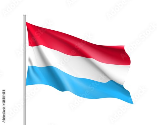 Waving flag of Luxembourg state. Illustration of European country flag on flagpole with red and white colors. Vector 3d icon isolated on white background Free Download Waving flag of Luxembourg state. Illustration of European country flag on flagpole with red and white colors. Vector 3d icon isolated on white background - GFXLoad