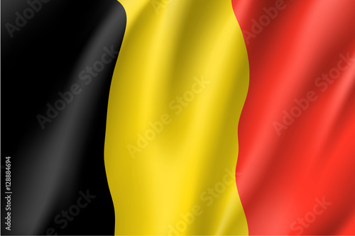 Waving flag of Belgium. Vector illustration of 3D icon with black, red and yellow colors. photo