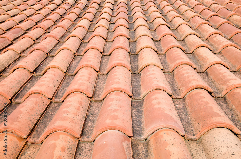 New roof with orange ceramic tiles New roof with orange ceramic tiles