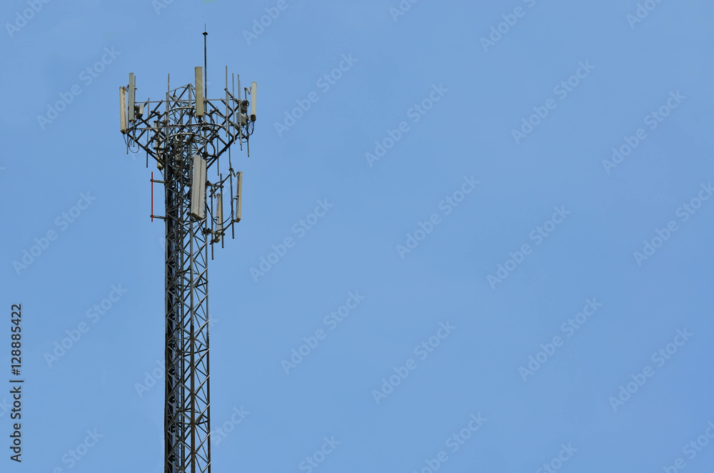 Telecommunication tower against blue sky Telecommunication tower against blue sky