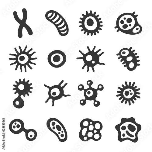 Bacteria and Virus Icons Set. Vector