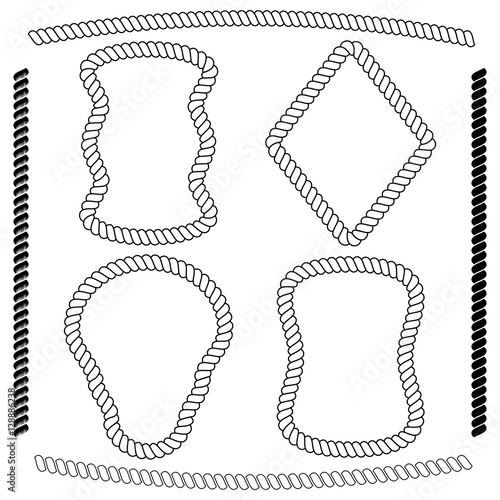 Vector set of frames rectangular shape, simulating nautical rope