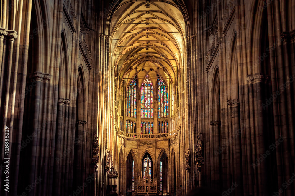Nave of St Vitus' s Cathedral. Prague, Czech Republic