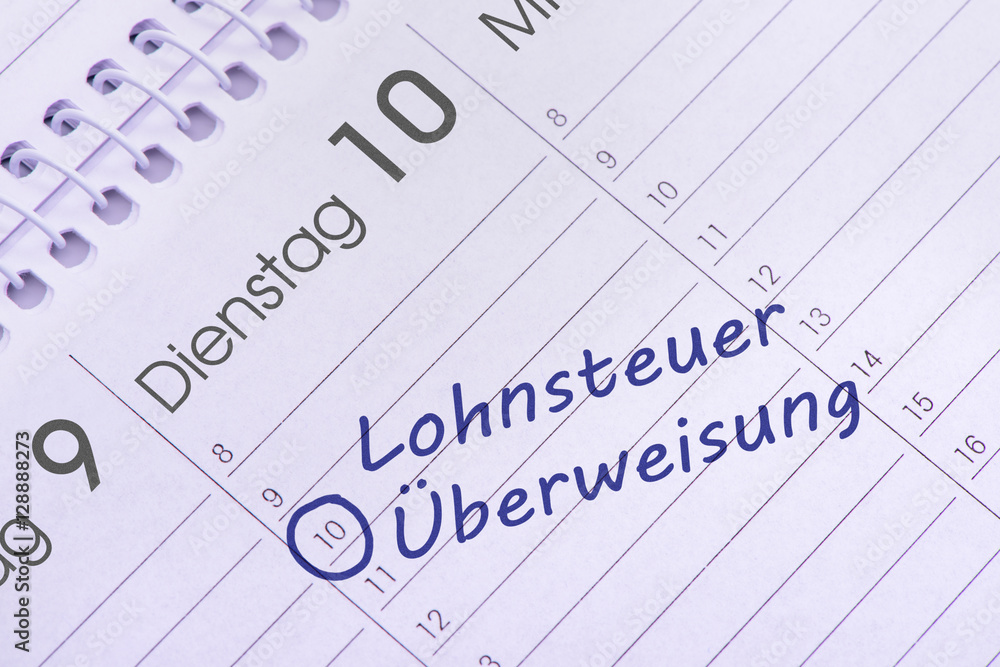 Lohnsteuer Termin im Kalender Lohnsteuer Termin im Kalender