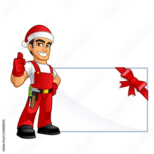 Handyman, he is dressed as santa claus