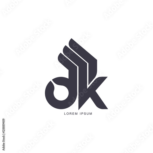 Stylized, simplified abstract hand showing OK sign, logo template, vector illustration isolated on white background. Black and white graphic hand with fingers forming OK sign, corporate logo design