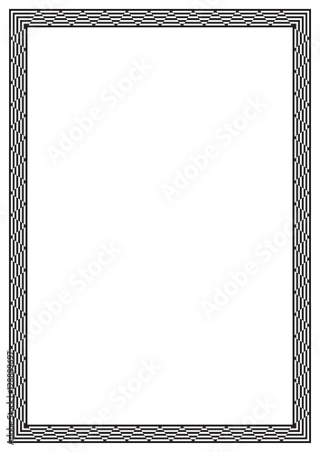 Black rectangular frame. Geometric pattern. A4 page size.