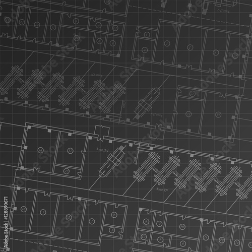 Architectural drawing. Architectural plan in vector on a black background.