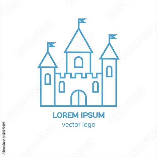 Castle, fortress, medieval castle vector logo.