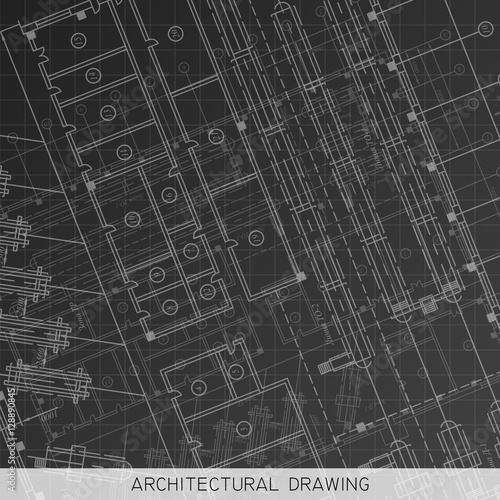 Architectural drawing. Architectural plan in vector on a black background.