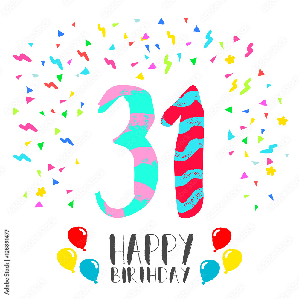 Happy Birthday for 31 year party invitation card Stock Vector | Adobe Stock