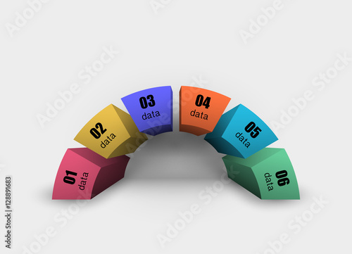 3d column chart semicircle step data