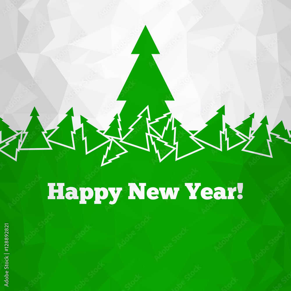 Christmas green background. Vector illustration. Happy new year