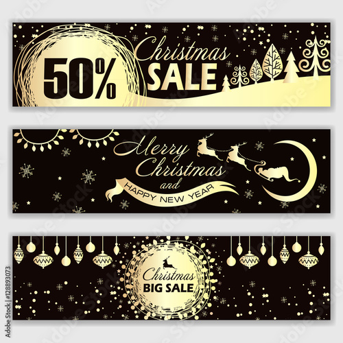 set of luxury Christmas banners for sale. vector illustration. Merry Christmas card.