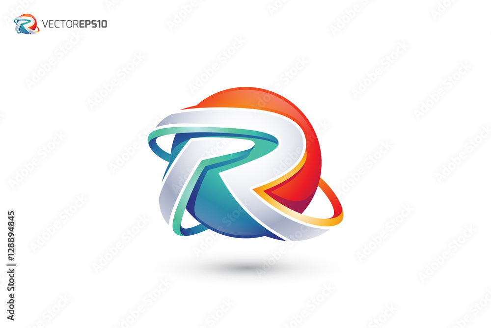 Abstract Letter R Logo - 3D Sphere Logo vector de Stock | Adobe Stock