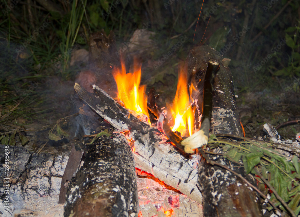 beautiful bonfire fire in evening beautiful bonfire fire in evening