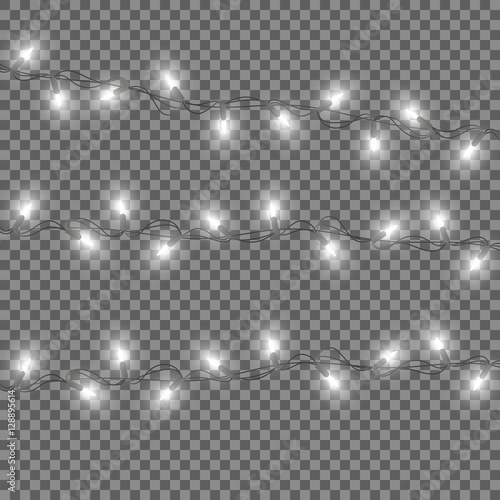 Garlands, Christmas decorations lights effects. Isolated vector design elements