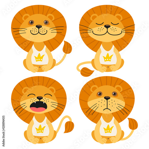 Set of illustrations with lions. Emotions