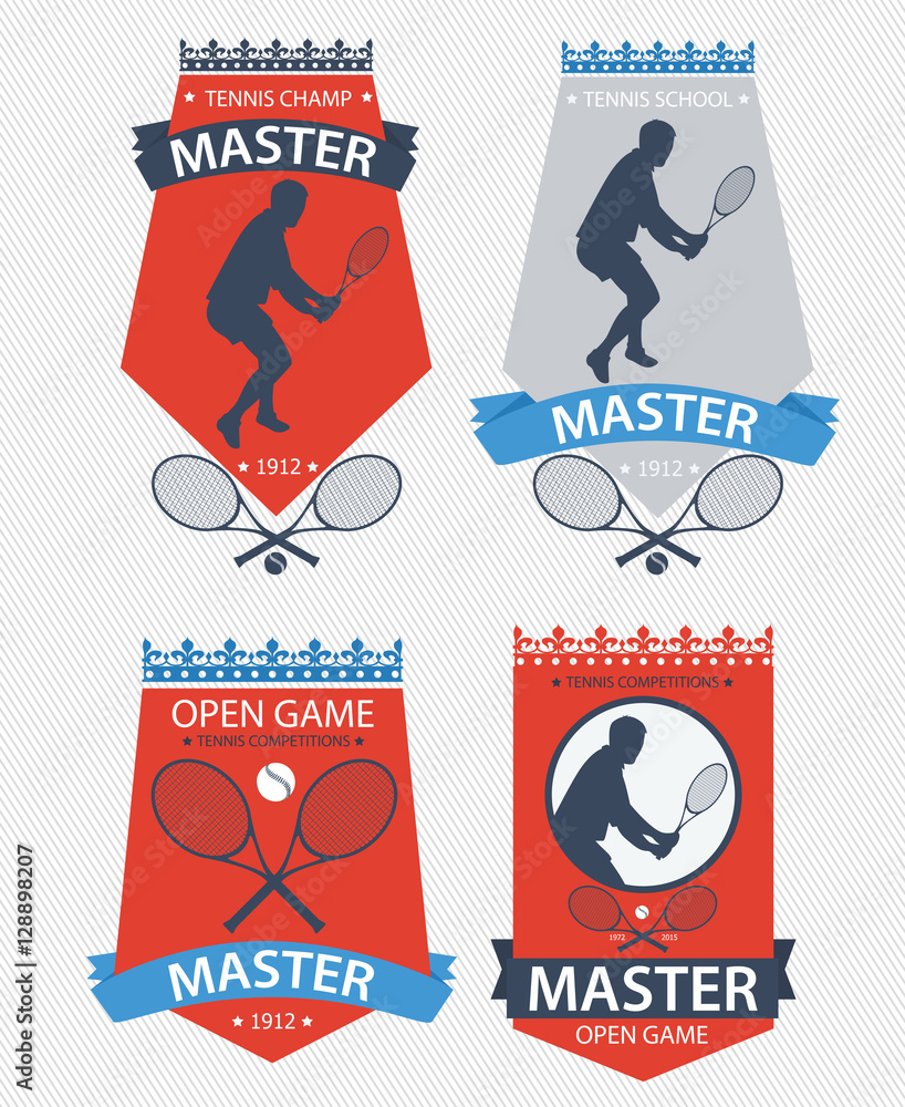 tennis team or championship logo set