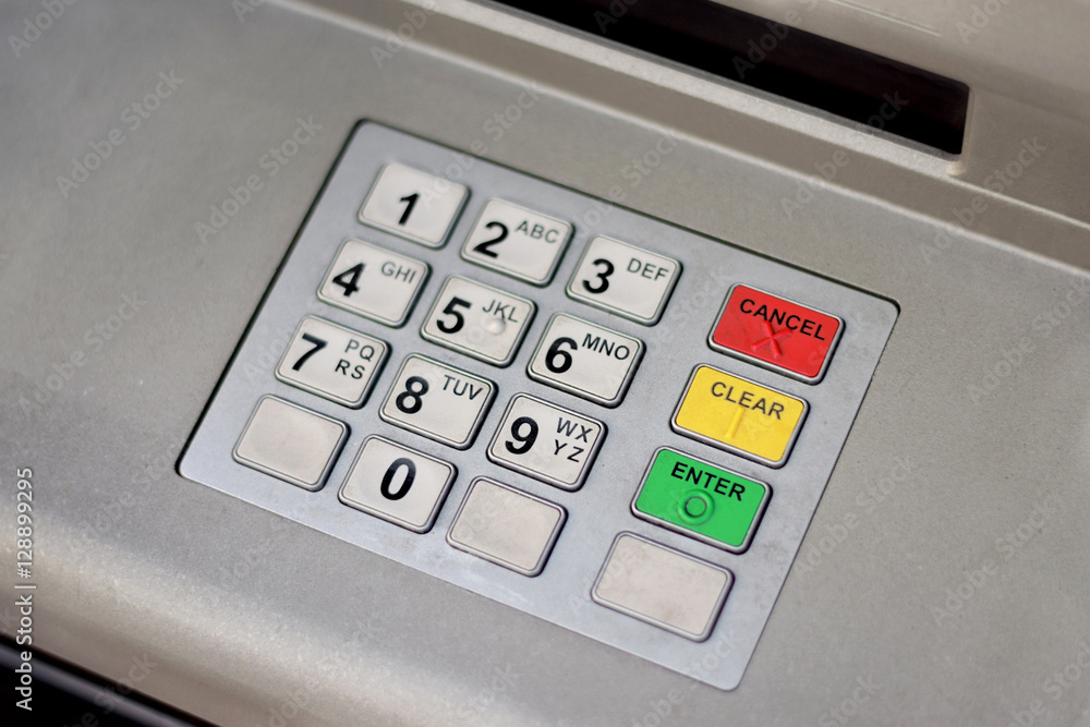 ATM cash machine keypad in the city center ATM cash machine keypad in the city center