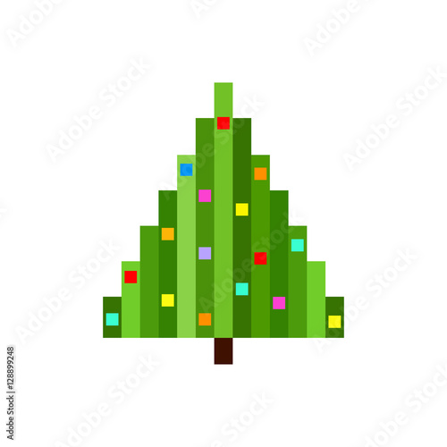 vector Illustration of pixel art christmas tree.