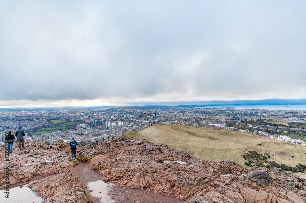 View of  Arthur's 's Seat,  the main peak of the group of mountains Edinburgh, Scotland, UK