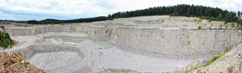 aerial view into a limestone quarry