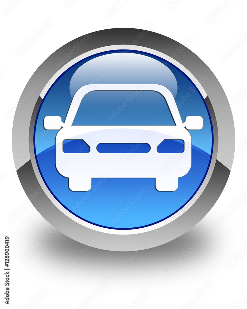 Car icon glossy blue round button