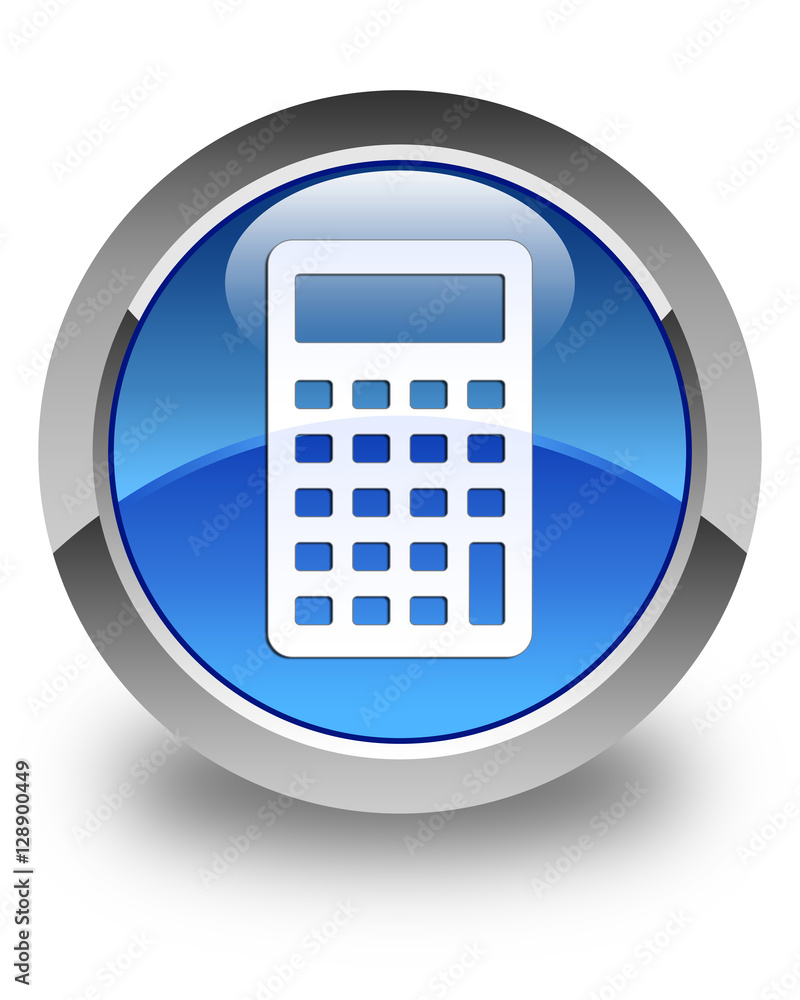 Calculator icon glossy blue round button Calculator icon glossy blue round button