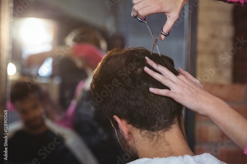 Man getting his hair trimmed