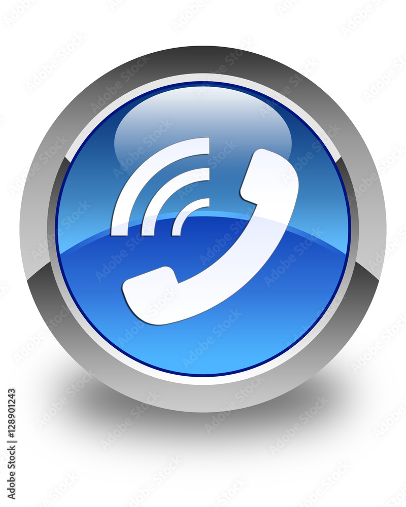 Phone ringing icon glossy blue round button Phone ringing icon glossy blue round button