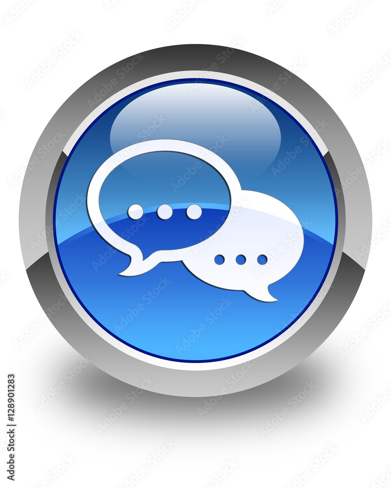 Talk bubble icon glossy blue round button Talk bubble icon glossy blue round button