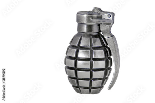 Standing grenade lighter isolated on white