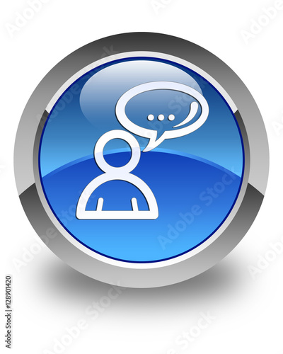 Social network icon glossy blue round button