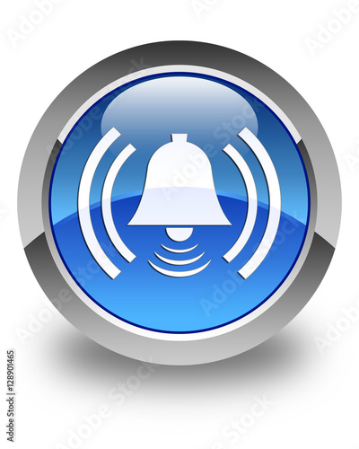 Alarm icon glossy blue round button