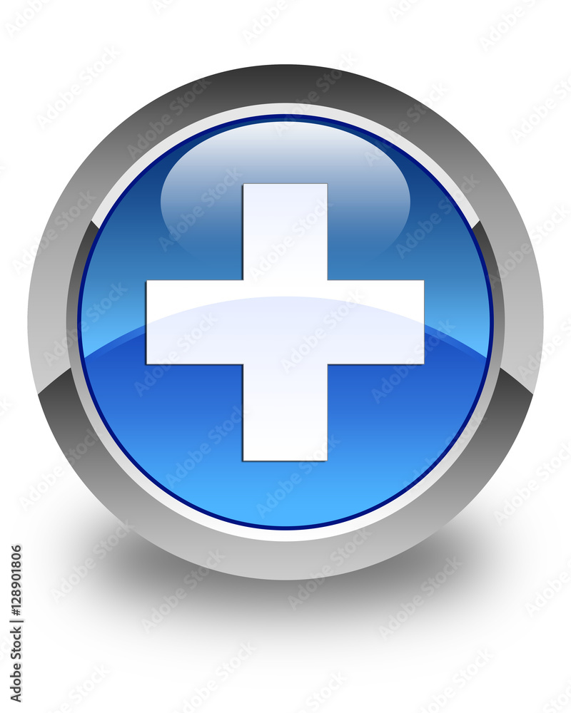 Plus icon glossy blue round button 2 Plus icon glossy blue round button 2