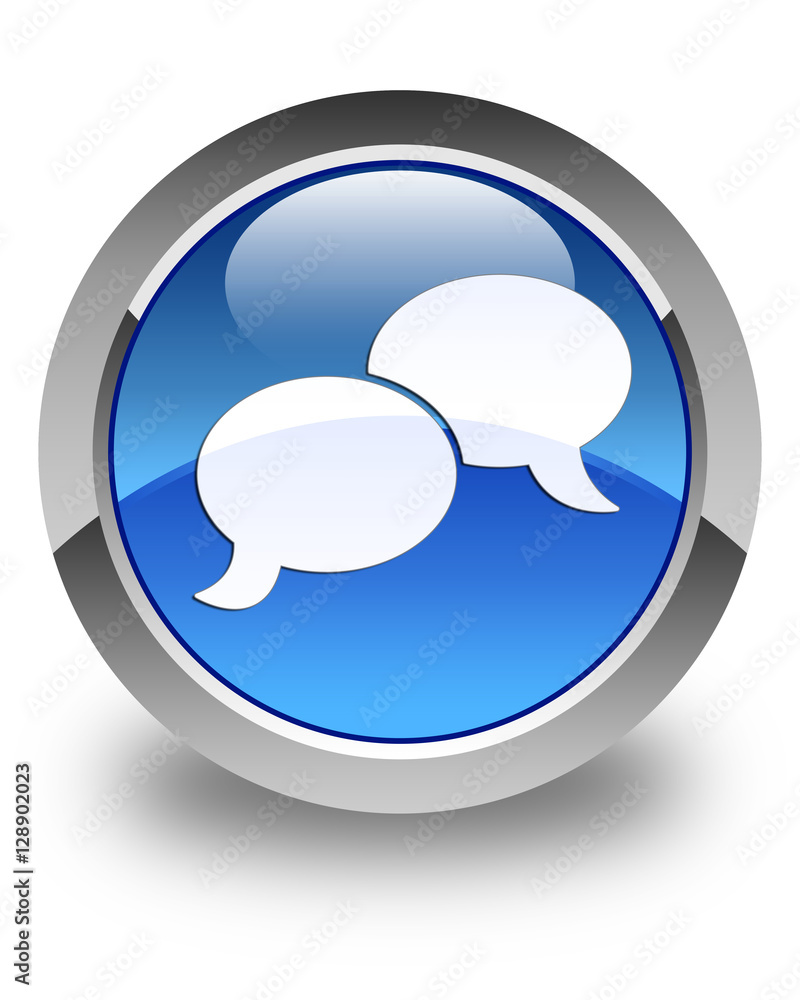 Chat bubble icon glossy blue round button Chat bubble icon glossy blue round button