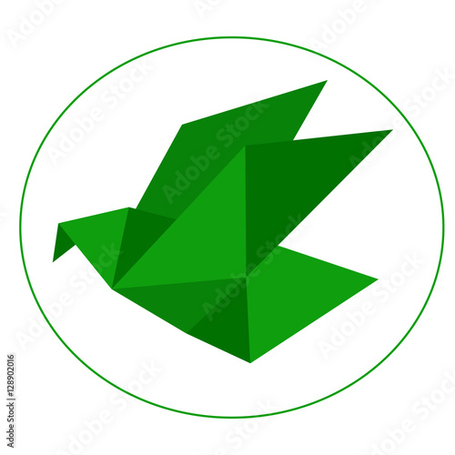 зеленая птица оригами photo