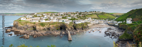 Panoramic view of the picturesque fishing village Port Isaac in northern Cornwall.