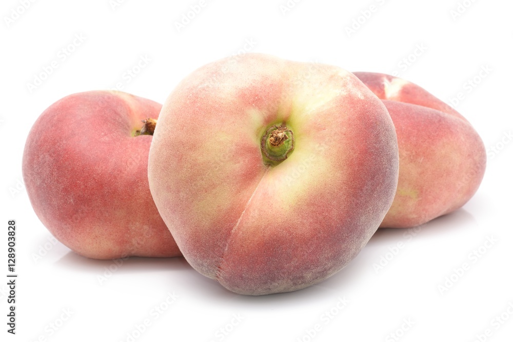 chinese flat peaches on white background chinese flat peaches on white background
