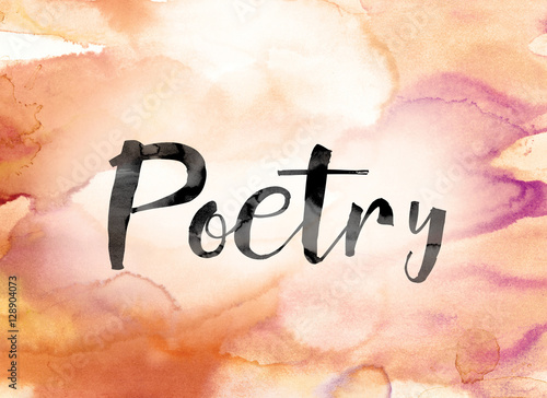 Fotografía Poetry Colorful Watercolor and Ink Word Art