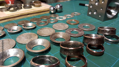 US Coins made into rings. Formed by hand