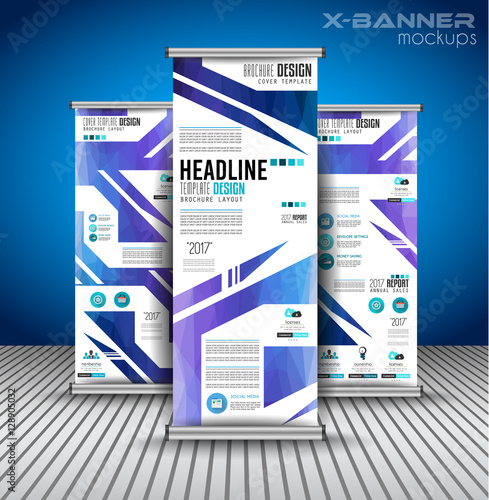 Set of Advertisement roll up business flyers or brochure x-banners photo