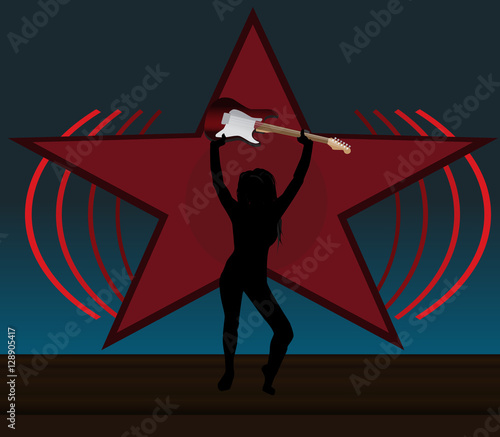 Rock girl with guitar