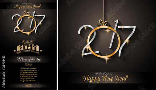 2017 Happy New Year Restaurant Menu Template for your Seasonal Flyers