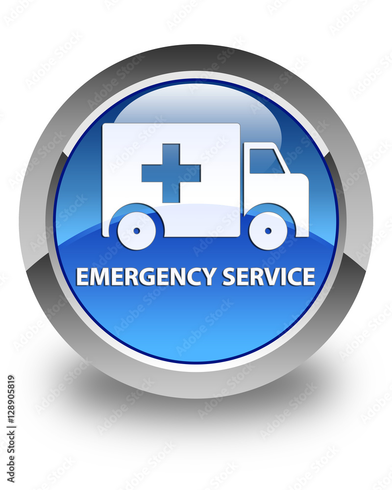 Emergency service glossy blue round button Emergency service glossy blue round button